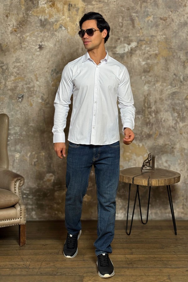 Мужская рубашка Loro Piana белого цвета