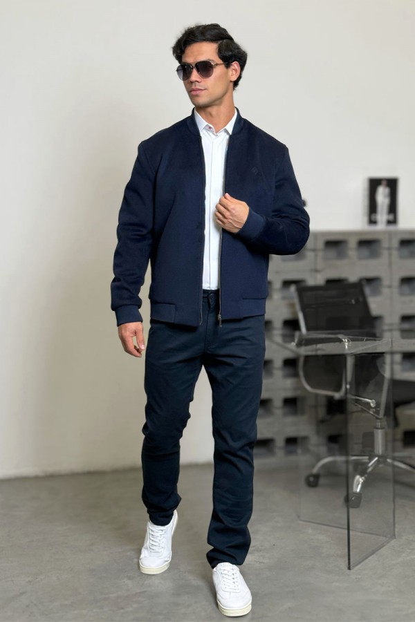 Мужской бомбер Loro Piana синего цвета