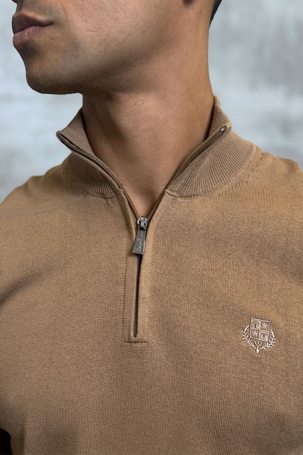Мужская кофта Loro Piana zip neck - Brown