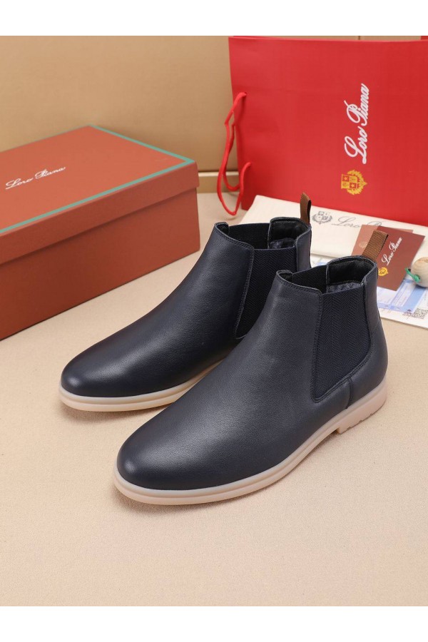 Кожаные ботинки с мехом Loro Piana