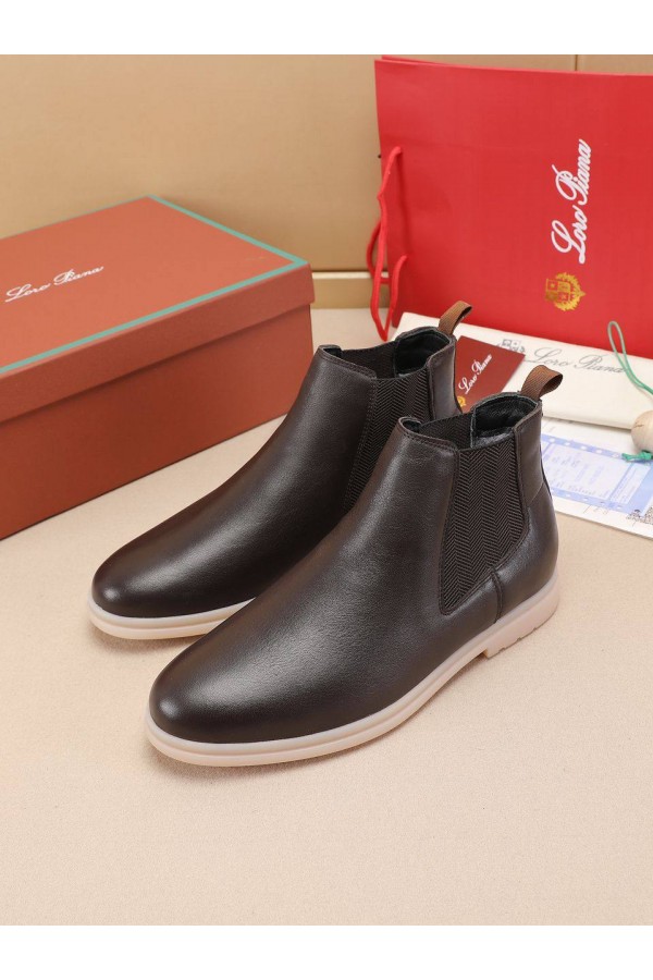 Кожаные ботинки с мехом Loro Piana