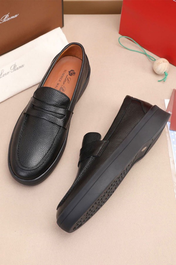 Кожаные лоферы Loro Piana Summer Walk - Black