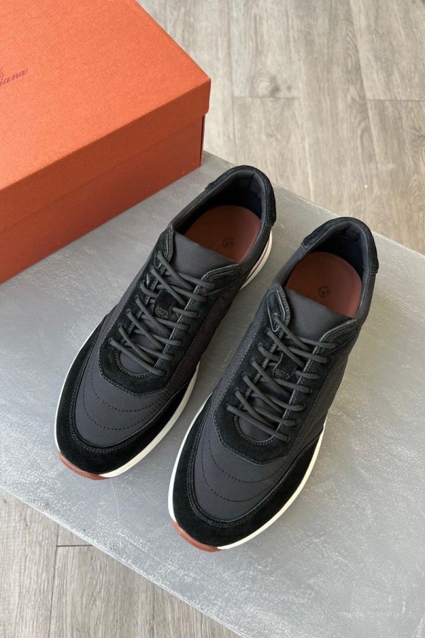 Замшевые кроссовки Loro Piana Week End Walk - Black