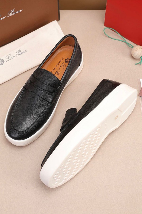 Кожаные лоферы Loro Piana Summer Walk - Black