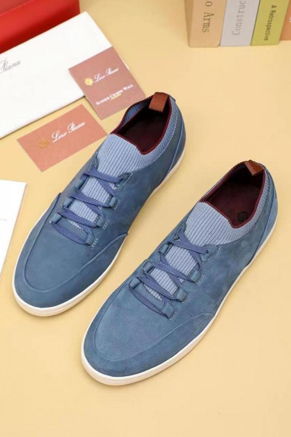 Замшевые кроссовки Loro Piana Soho Walk - Blue