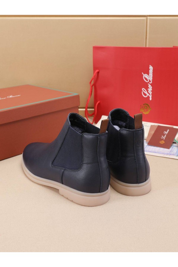 Кожаные ботинки с мехом Loro Piana