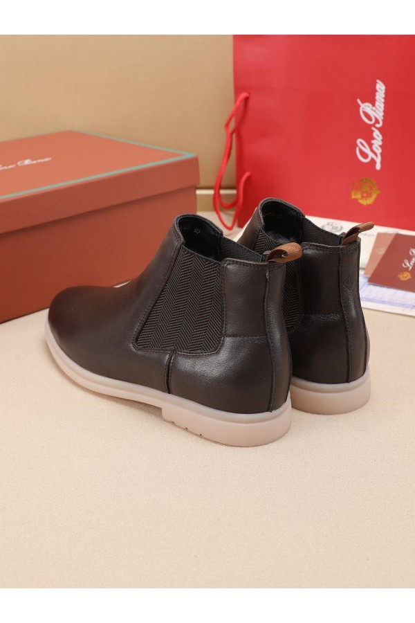 Кожаные ботинки с мехом Loro Piana