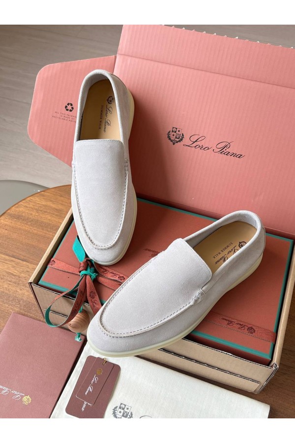 Замшевые лоферы Loro Piana Premium - White