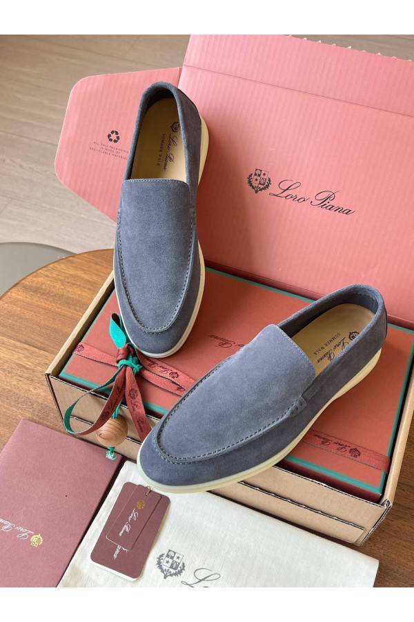 Замшевые лоферы Loro Piana Premium - Grey