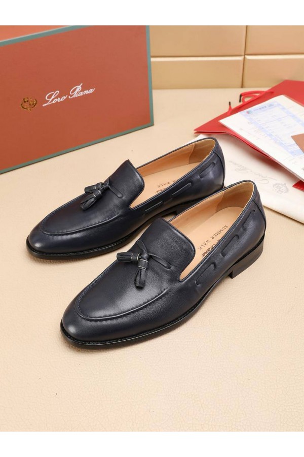 Кожаные лоферы Loro Piana tassel - Navy