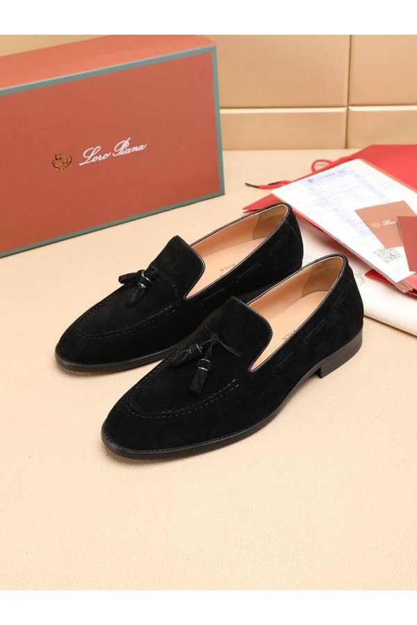 Замшевые лоферы Loro Piana tassel - Black