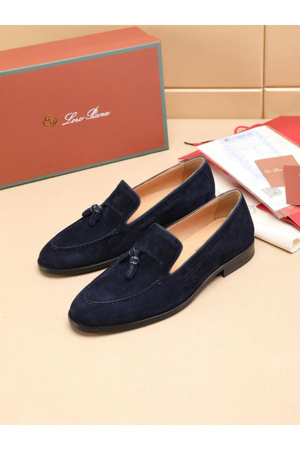 Замшевые лоферы Loro Piana tassel - Navy
