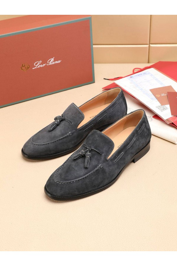 Замшевые лоферы Loro Piana tassel - Grey