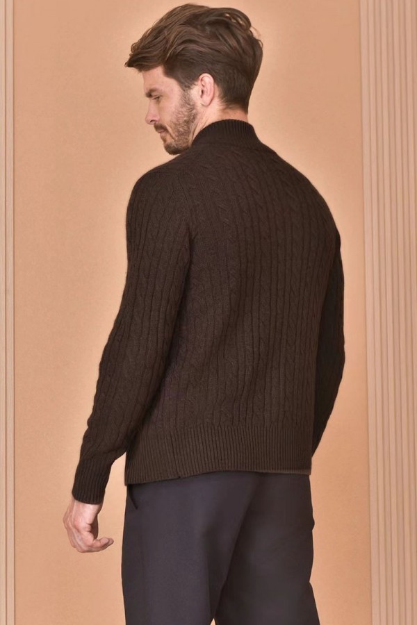 Кашемировый свитер Loro Piana Premium zip-up - Brown