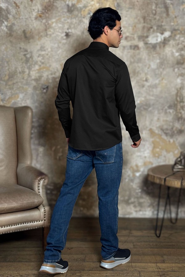 Мужская рубашка Loro Piana logo-embroidered - Black