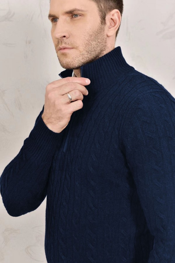 Кашемировый свитер Loro Piana Premium zip-neck - Navy