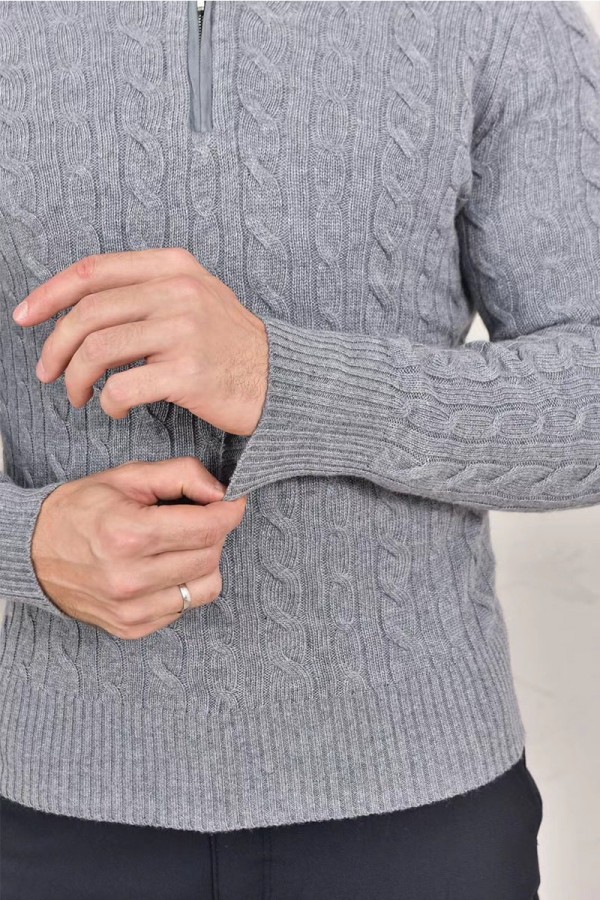 Кашемировый свитер Loro Piana Premium zip-neck - Grey