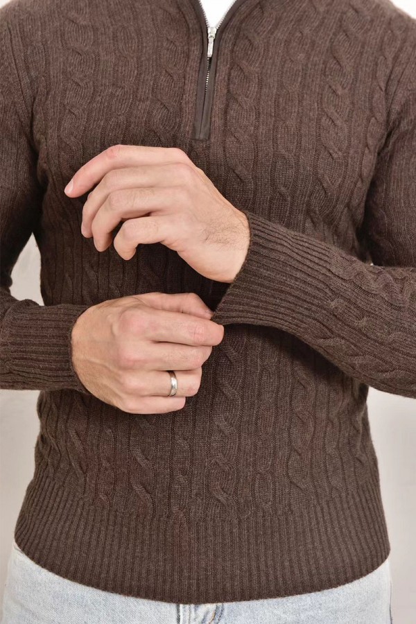 Кашемировый свитер Loro Piana Premium zip-neck - Brown