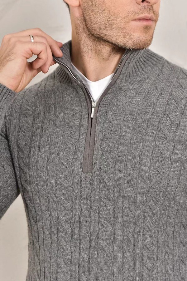 Кашемировый свитер Loro Piana Premium zip-neck - Dark Grey