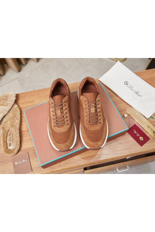 Замшевые кроссовки Loro Piana Week End Walk - Brown