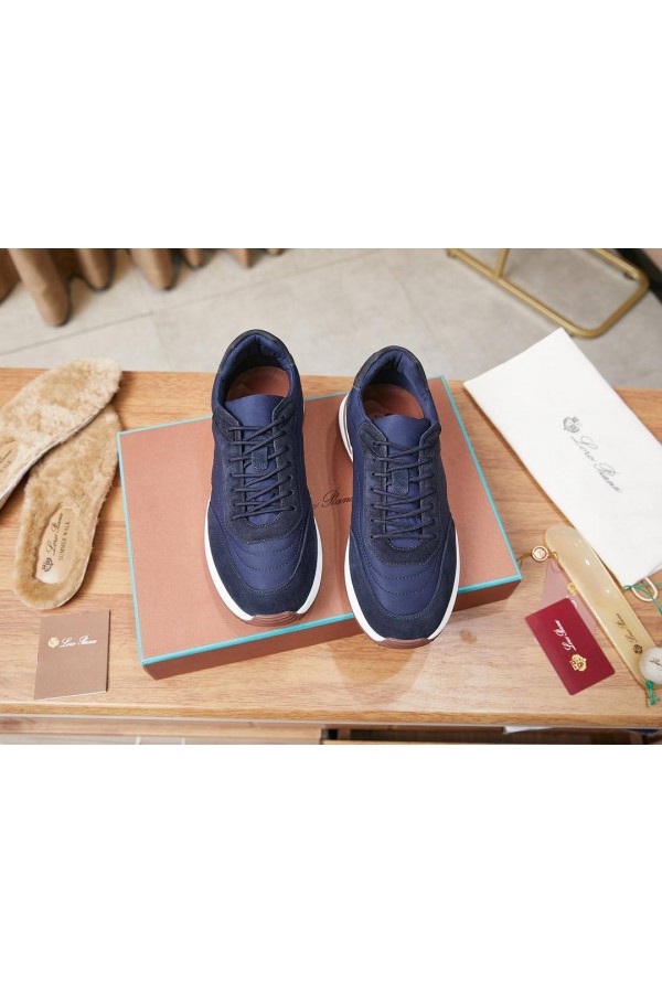 Замшевые кроссовки Loro Piana Week End Walk - Navy