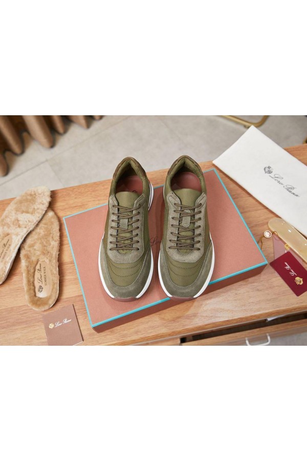 Замшевые кроссовки Loro Piana Week End Walk - Green