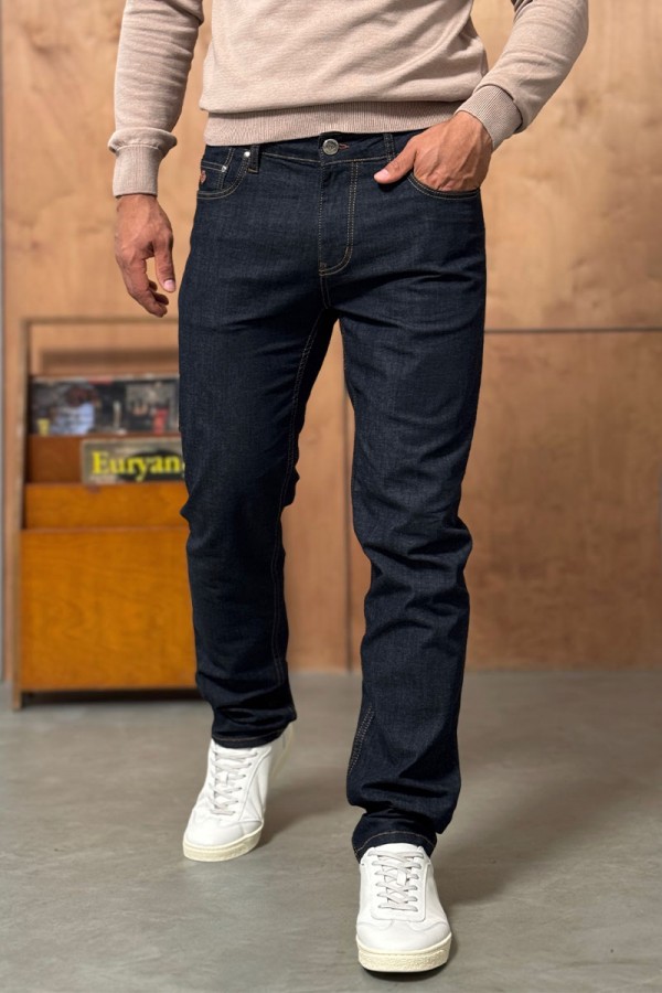 Мужские джинсы тёмно-синего цвета Loro Piana regular fit