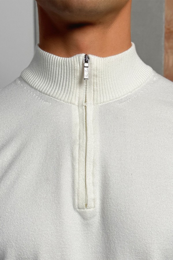 Белый джемпер Loro Piana Zip Neck