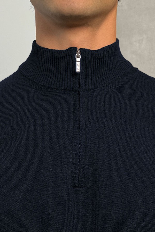Тёмно-синий джемпер Loro Piana Zip Neck