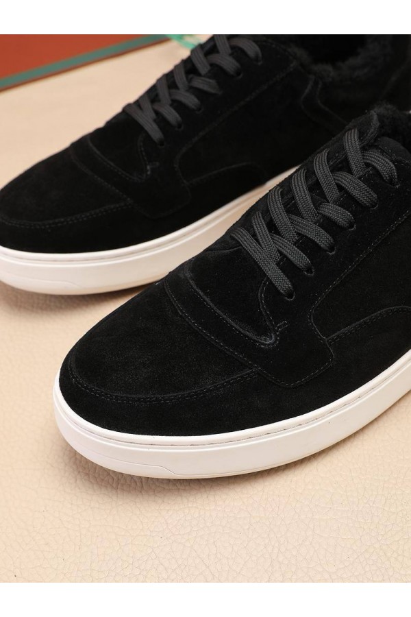 Кроссовки с мехом Loro Piana Newport Walk - Black