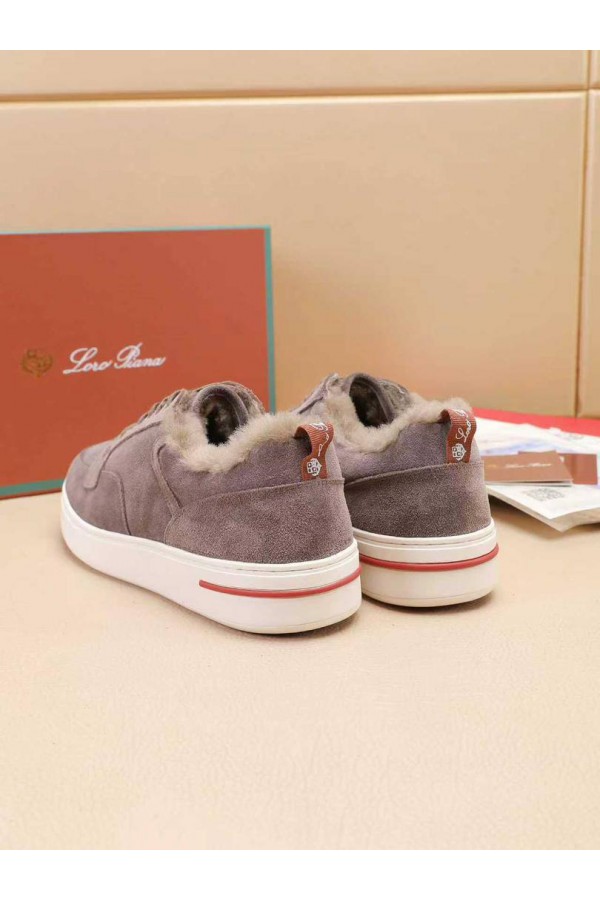 Кроссовки с мехом Loro Piana Newport Walk - Beige