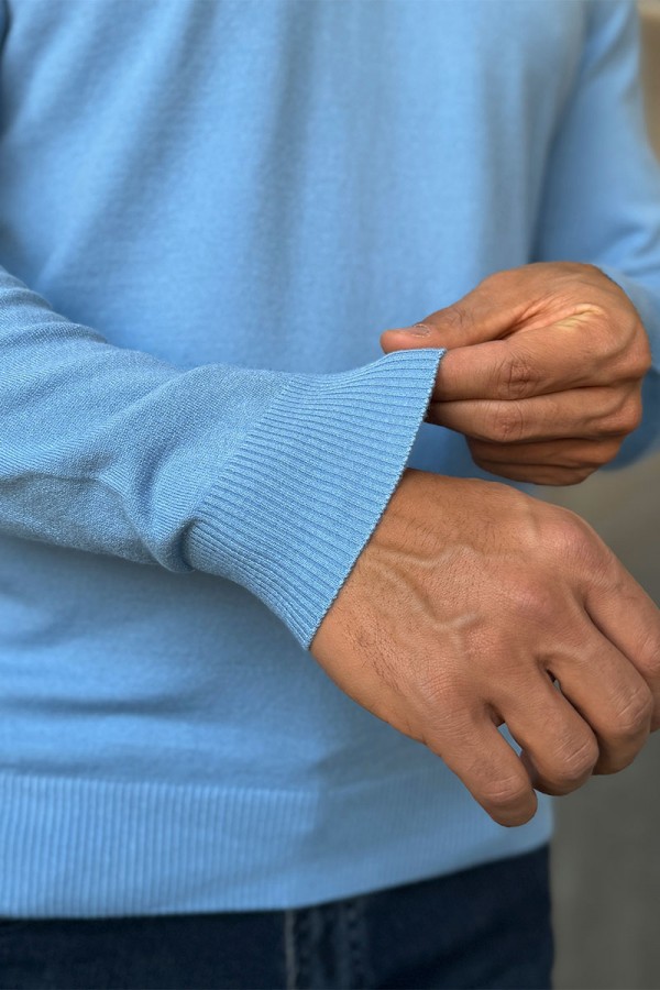 Голубой джемпер Loro Piana Zip Neck