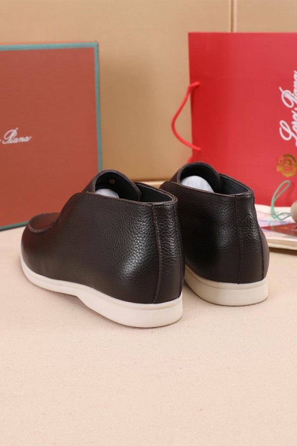 Кожаные лоферы с мехом Loro Piana Open Walk - Brown