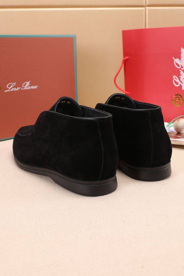 Замшевые лоферы с мехом Loro Piana Open Walk - Black