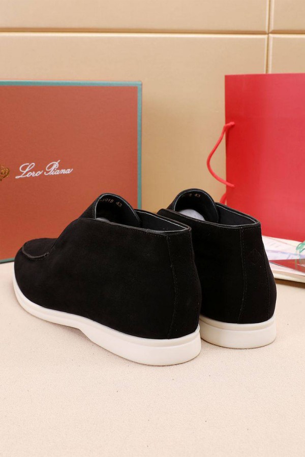 Замшевые лоферы с мехом Loro Piana Open Walk - Brown