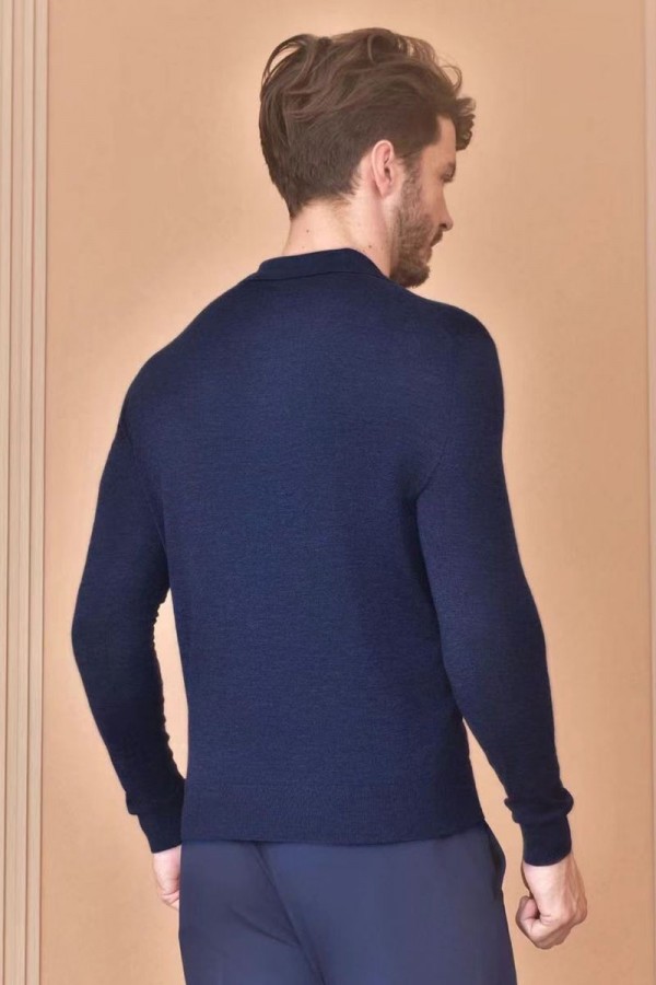 Поло с длинным рукавом Loro Piana Premium - Flower Hide Blue