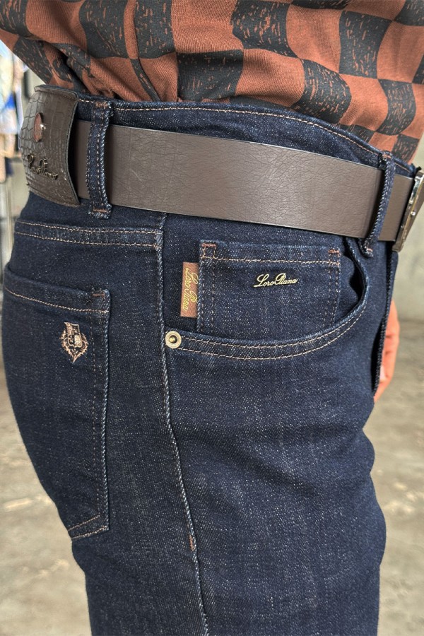 Джинсы тёмно-синего цвета Loro Piana regular fit