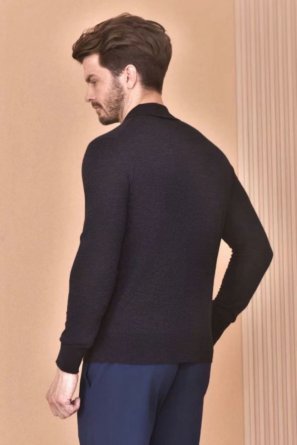 Поло с длинным рукавом Loro Piana Premium - Black Flower Gray