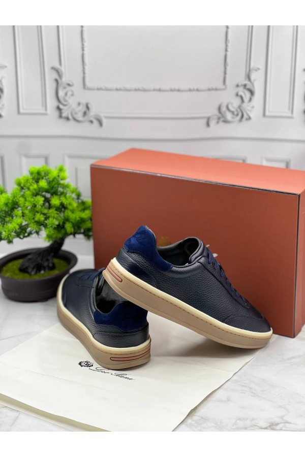 Кожаные кроссовки Loro Piana Tennis Walk - Navy