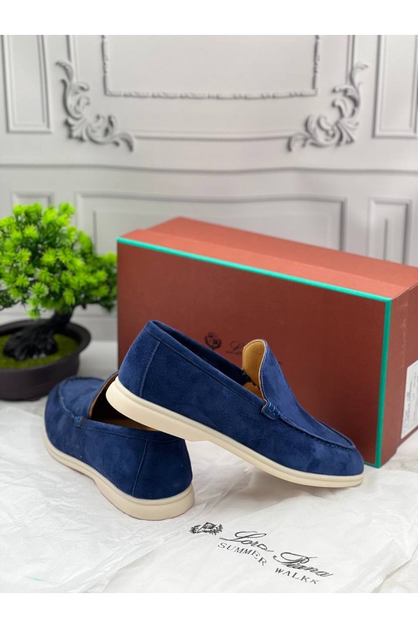 Замшевые лоферы Loro Piana Summer Walk - Navy