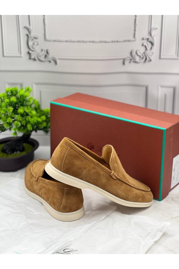 Замшевые лоферы Loro Piana Summer Walk - Beige