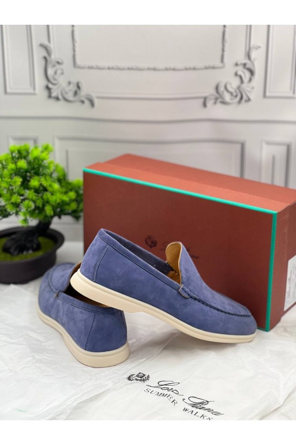 Замшевые лоферы Loro Piana Summer Walk - Blue