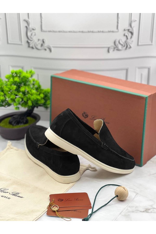 Замшевые лоферы Loro Piana Summer Walk - Black