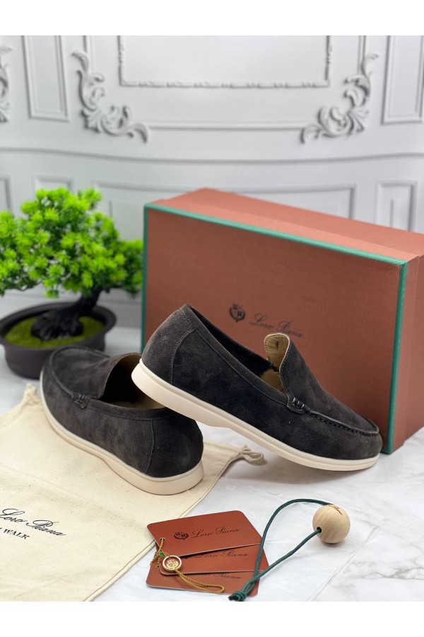 Замшевые лоферы Loro Piana Summer Walk - Dark Grey