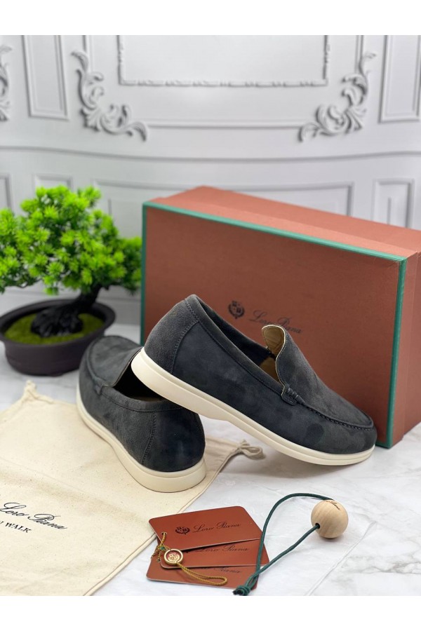 Замшевые лоферы Loro Piana Summer Walk - Grey