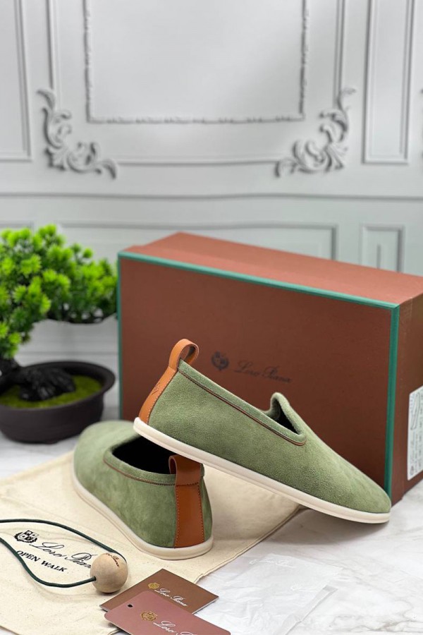 Мужские замшевые лоферы Loro Piana Venice Walk - Green