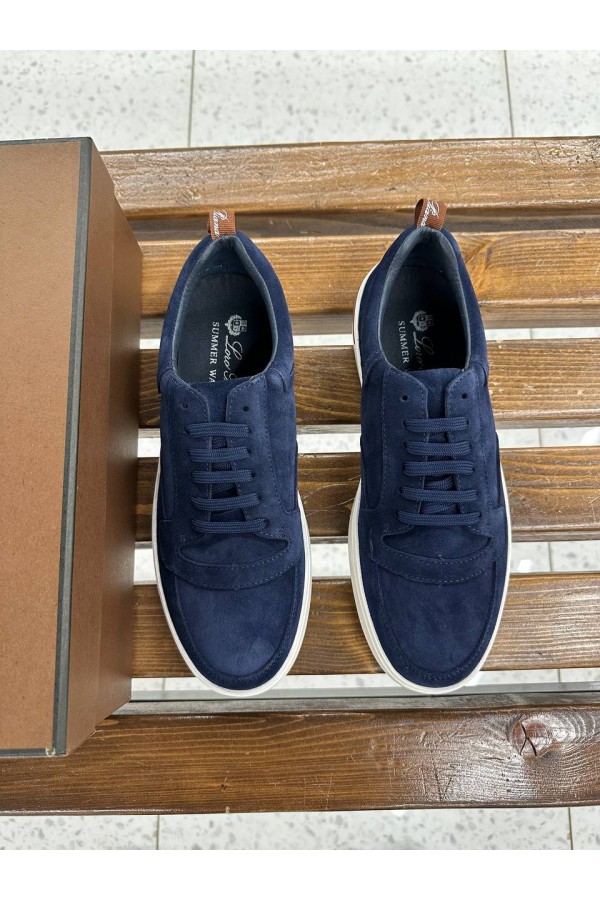 Мужские замшевые кроссовки Loro Piana Newport - Navy