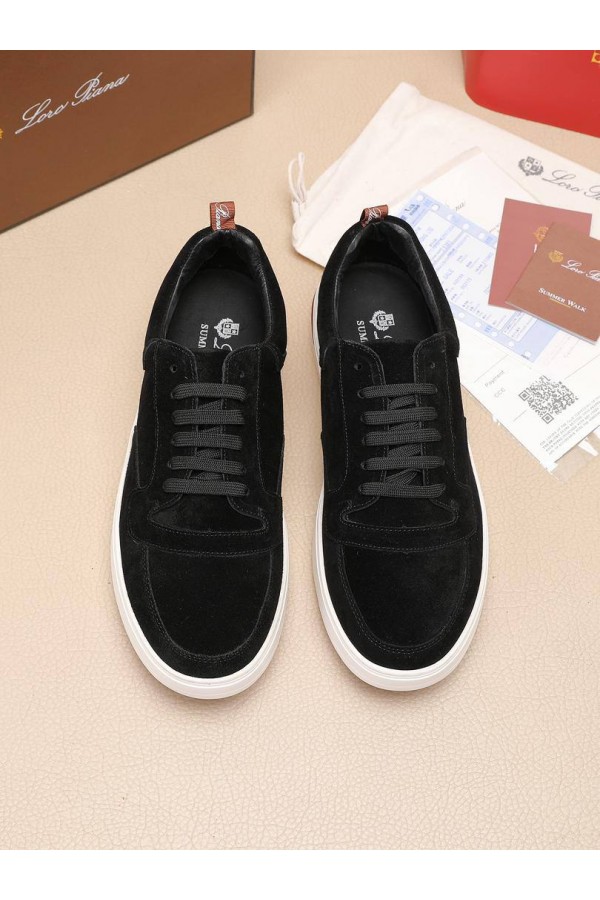 Мужские замшевые кроссовки Loro Piana Newport - Black