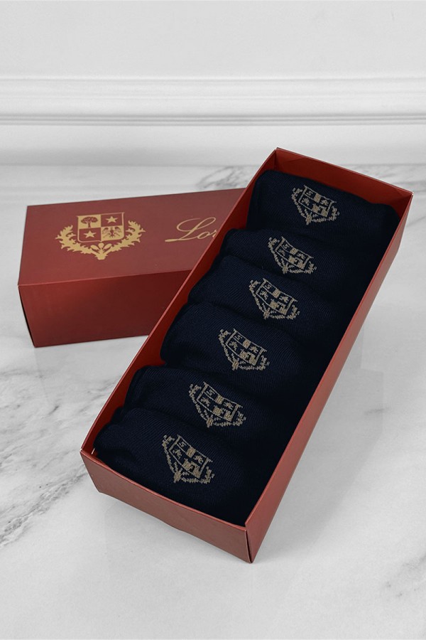 Комплект тёмно-синих носков Loro Piana brown logo