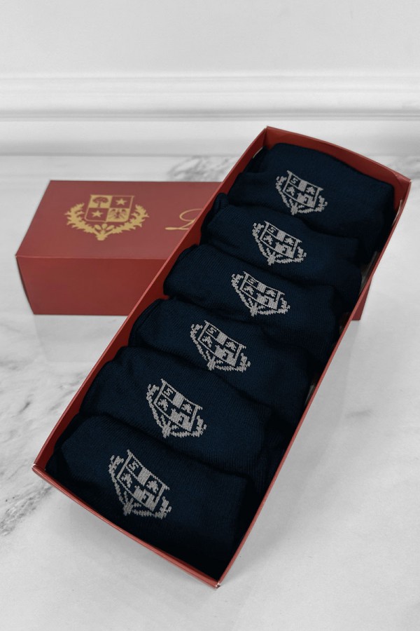 Комплект тёмно-синих носков Loro Piana grey logo